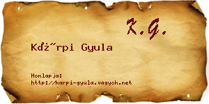 Kárpi Gyula névjegykártya
